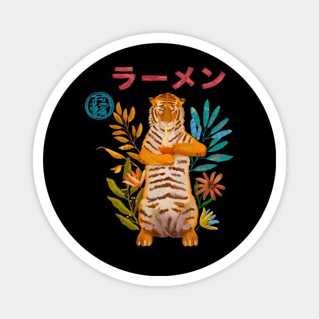 Tiger eating a ramen Magnet by BOO